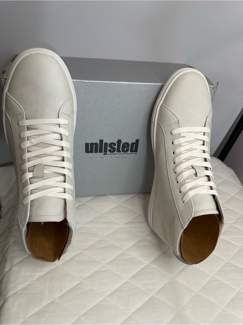 Kenneth Cole Unlisted Mens Size 9 White High-Top Leather Sneakers Lace Up New - Picture 2 of 8